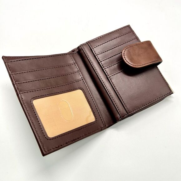 Vintage Buxton Bifold Wallet Velvet Touch Cowhide Brown Leather Snap Closure NWO - Picture 9 of 13